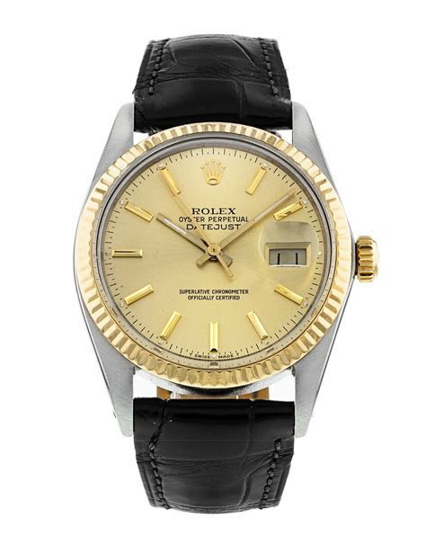 rolex datejust brown crocodile strap with tang buckle|rolex datejust 36.